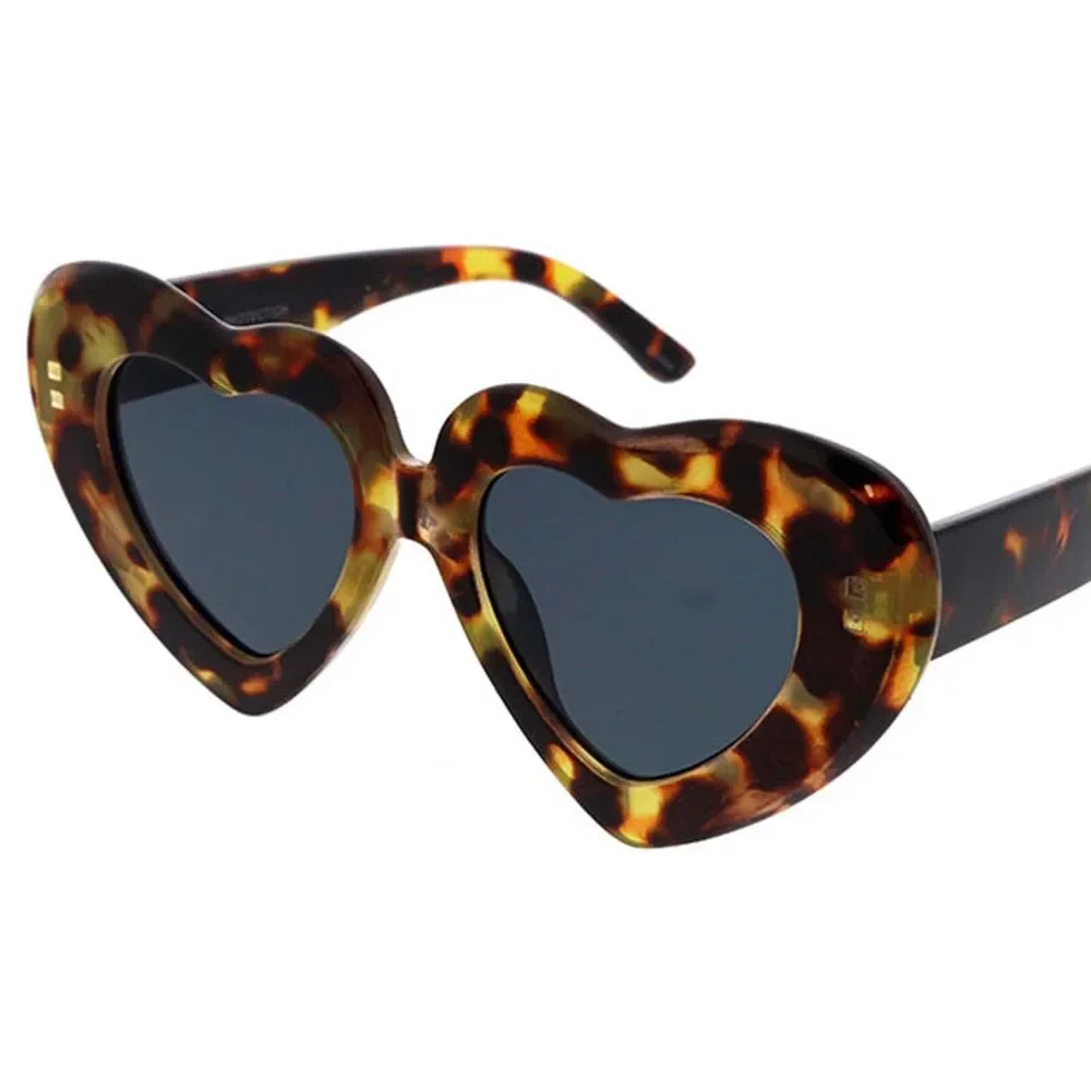 Romantic Flair Women's Statement Sunglasses Tortoise Large Thick Heart Design
